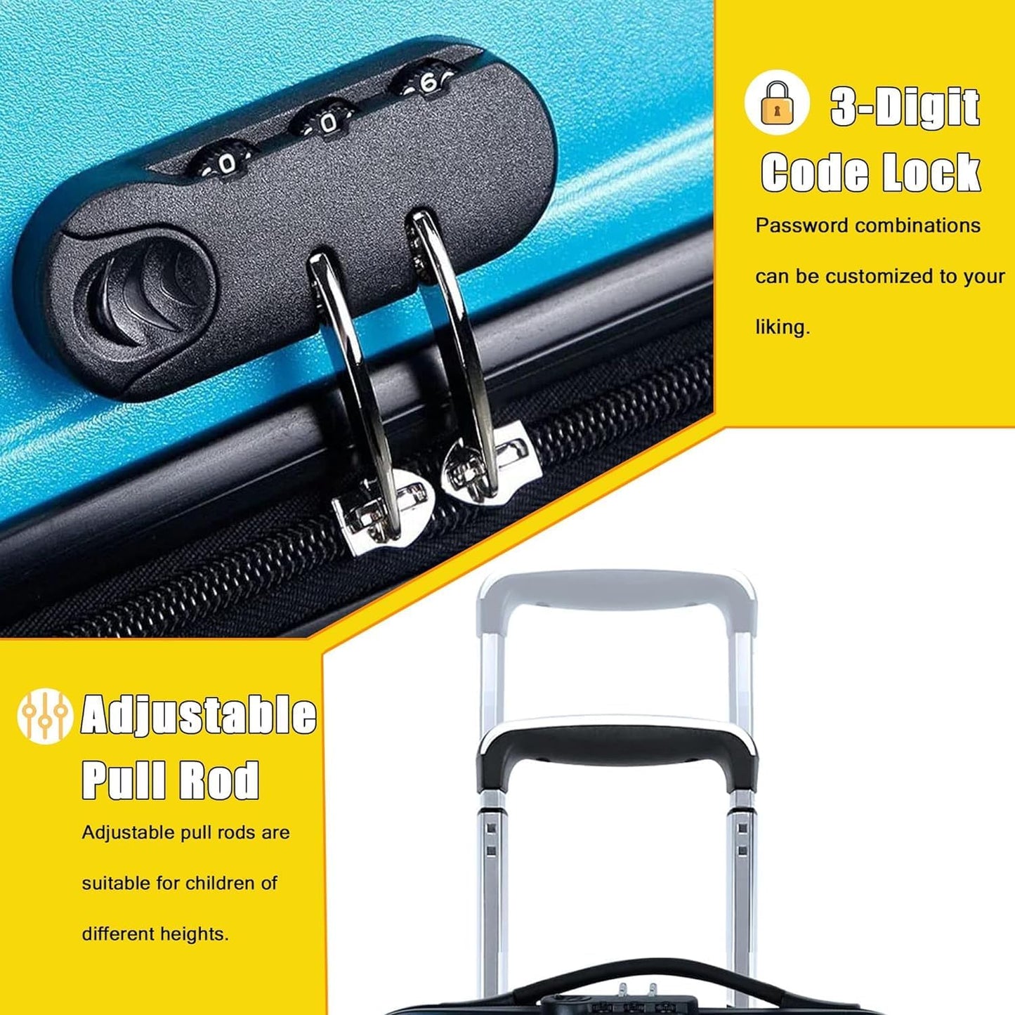 20" Kids Ride on Suitcase,Childrens Ride on Luggage with Safety Belt,Trolley Suitcase with Silent Wheel Combination Lock,Suitable for Kids Aged 1-8 Years Old (Blue)