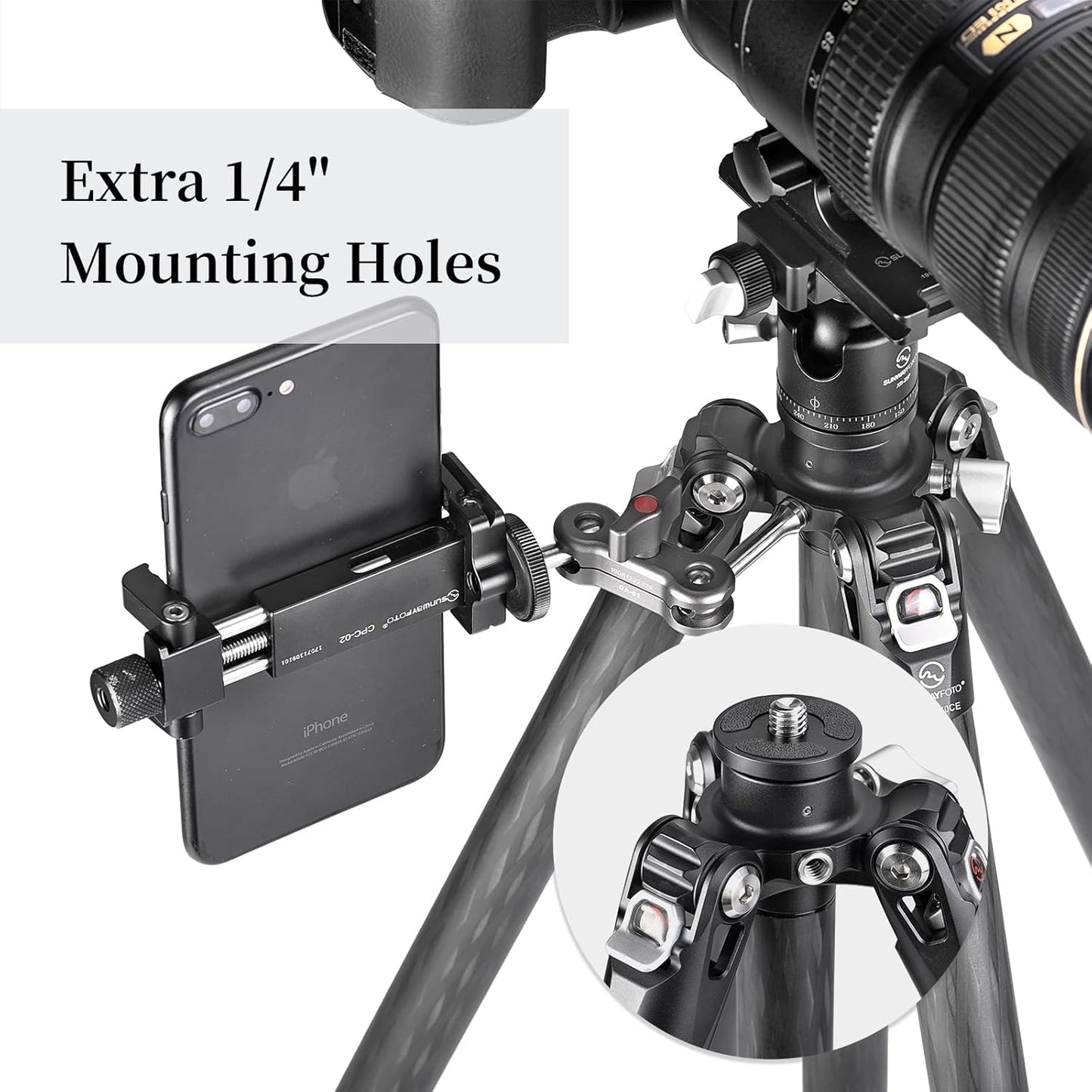 TT2340CE 4-Sections Carbon Fiber Travel Tripod for Ipad, Phone, DSLR Camera, Ideal for vlog Photography, Compact Travel Tripod Lightweight, Small and Short, with 25mm Ball Head