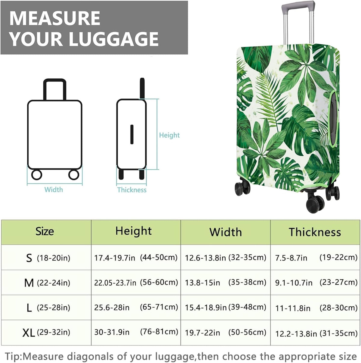 Travel Luggage Cover Suitcase Protector Fits 18-32 Inch Wheel Covers PatternedTravel Related Items Flower Luggage Protector Elastic S