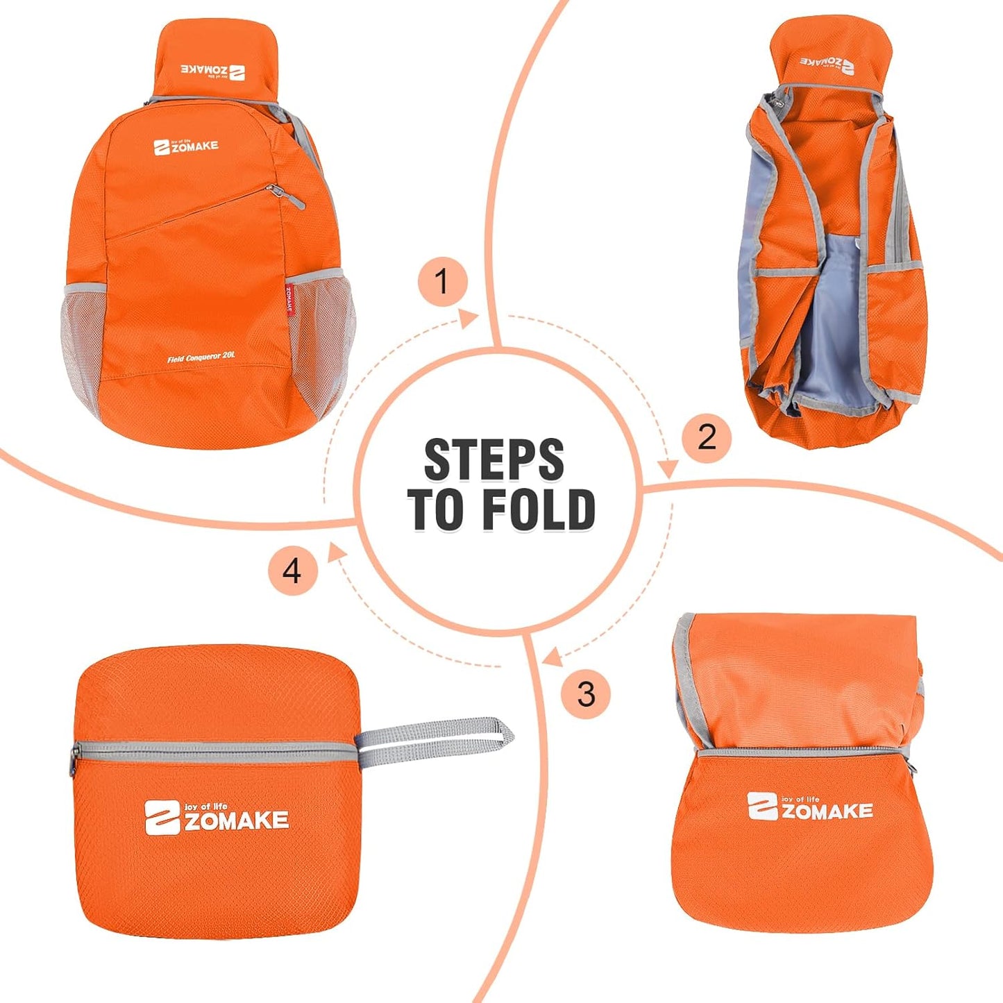 ZOMAKE Lightweight Packable Backpack 20L, Foldable Backpacks Small Daypack for Hiking Water Resistant Day Bag for Travel