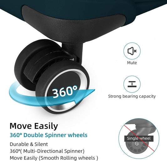 LEAVES KING LARVENDER Luggage Sets 5 Piece, Expandable(Only 24"&28") PP Suitcase with Spinner Wheels, Durable Luggage Sets Clearance Carry On Luggage Suitcase Set For Women Men, Dark Green
