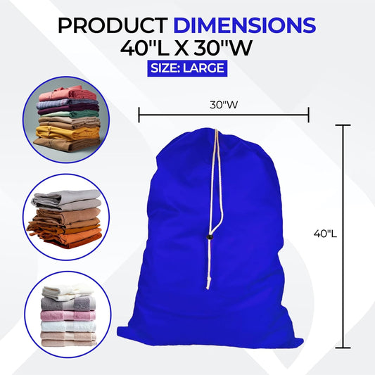 Laundry Bag with Locking Closure Drawstring – Extra Large Heavy Duty 100% Nylon, Large & Foldable Clothes Sack – Lightweight Dirty Laundry Organizer for Travel, Dorm, Gym – L 40" x H 50" (ROYAL BLUE)