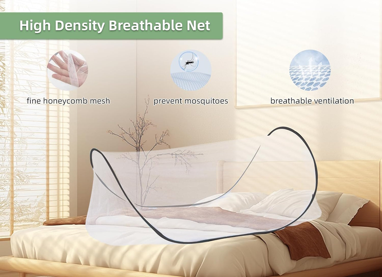 78 * 32 * 22 Inch Large Up Mosquito Tent, Portable Foldable Mosquito Net, Camping Mosquito Net with Net Bottom, for Bed Camping Travel Patio (Black)