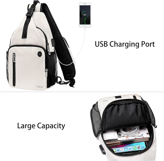 MOSISO Sling Backpack Bag, Crossbody Shoulder Bag Travel Hiking Daypack Chest Bag with Front Square Pocket&USB Charging Port