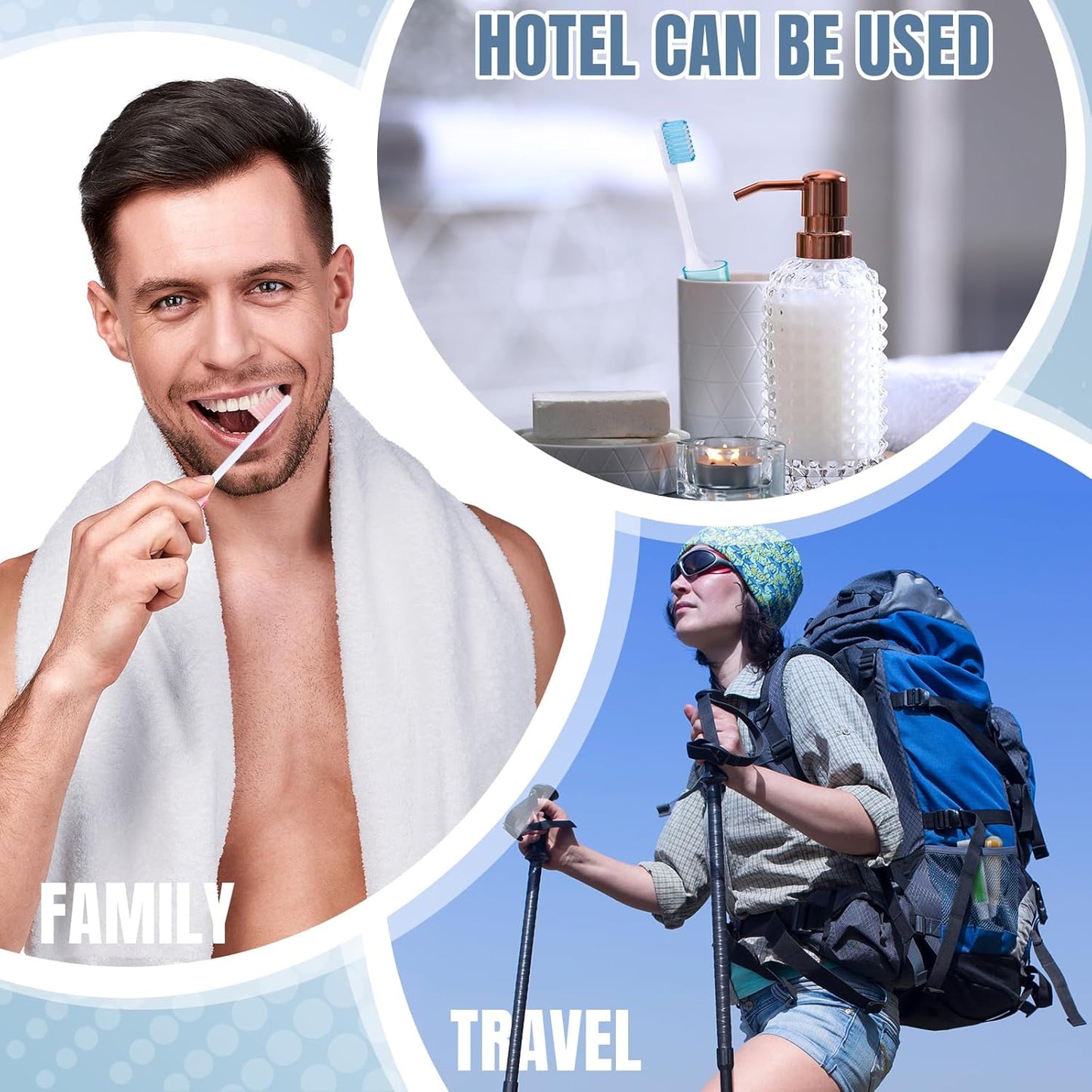 Patelai 2 Pcs Travel Toothbrush Set, Soft Bristle Mini Foldable Tooth Brush with Case, Individually Wrapped Small Portable Travel Size Toiletries Stuff for Camping (Couple Color)