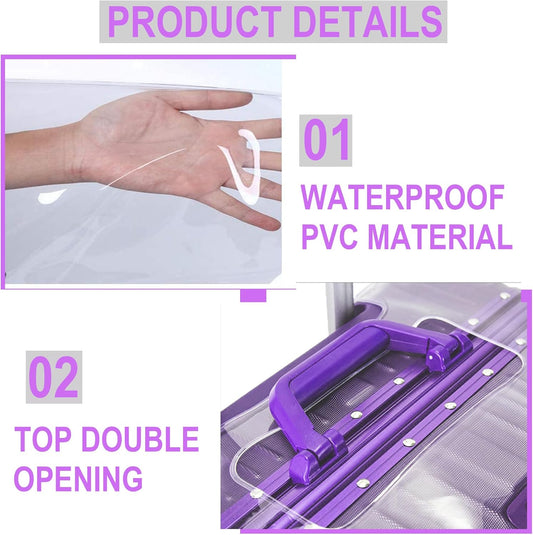 28 Inch Full Clear PVC Suitcase Cover Protectors for TSA Approved Travel Luggage Protector Covers Set Transparent Luggage Case Suitable for 28"-29" Full Clear