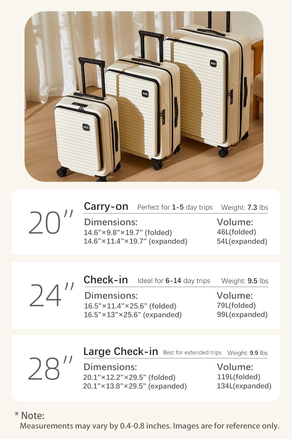 HotWay 24 Inch Expandable Front Opening Checked Luggage with Cup Phone Holder and USB Port, Lightweight Hardshell Suitcase with Wheels and TSA Aproved Locks