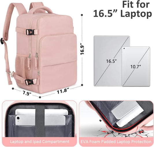 Travel Backpack for Women Men,Travel Laptop Backpack w/USB Charging Port, Waterproof Travel Backpack Carry On Flight Approved,Weekender Business Hiking Bag,Laptop Backpack 17 inch