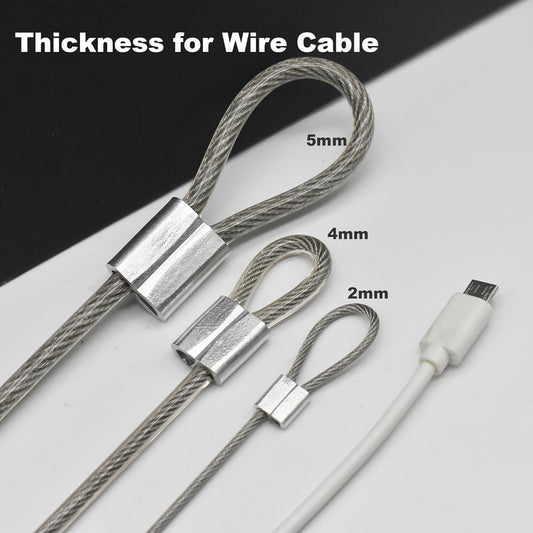 5 Pcs 5mm Wire 24 inch Vinyl Coated Stainless Steel Cable with Loops Short Wire Rope Lanyard Lock Security Chain Link for Outdoor Gates, Clear(5mm x 24inch)