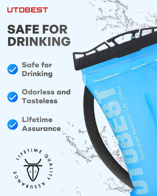 Hydration Bladder,TPU Water Bladder,Water Bladder for Hiking Backpack,BPA Free,Wide Opening,Leak-Proof,Water Reservoir for Hiking Cycling Camping Running