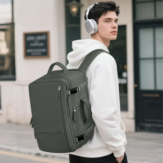 Beraliy Travel Backpack for Men Women, Carry On Backpack, 16 Inch Laptop Backpack, Waterproof Hiking Backpack, Casual Outdoor Daypack College Bag, Olive-green