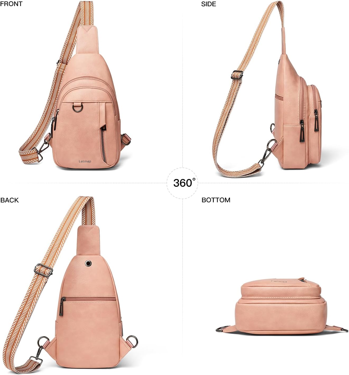 7L Sling Bag for Women Men Leather Small Sling Backpack Daypack Anti Theft Fanny Pack Crossbody Purse Travel