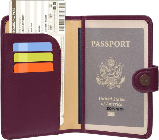 ZOPPEN Passport Holder Women, Passport Cover Travel Wallet Rfid Blocking Passport Wallet Cover Case Travel Essentials Document Organizer, Grape Purple