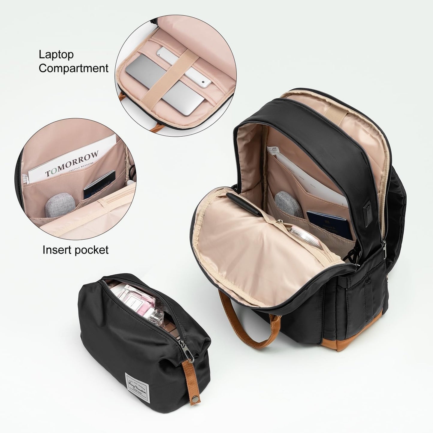 LONG VACATION 3 Piece Carry On Luggage 20 Inch Suitcase with Spinner Wheels, ABS+PC Hardshell Suitcase set with TSA Lock & YKK Zipper