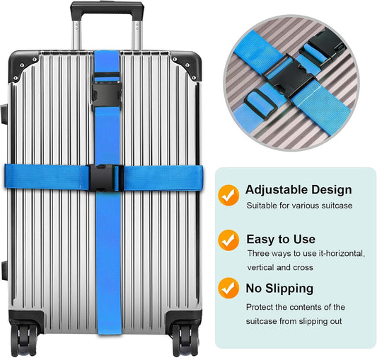 Luggage Straps for Suitcases TSA Approved, Travel Belt Suitcase Belt, Suitcase Straps TSA Approved, Luggage Belt Strap TSA Approved, Travel Straps for Luggage, Luggage Band Bag Straps, Blue