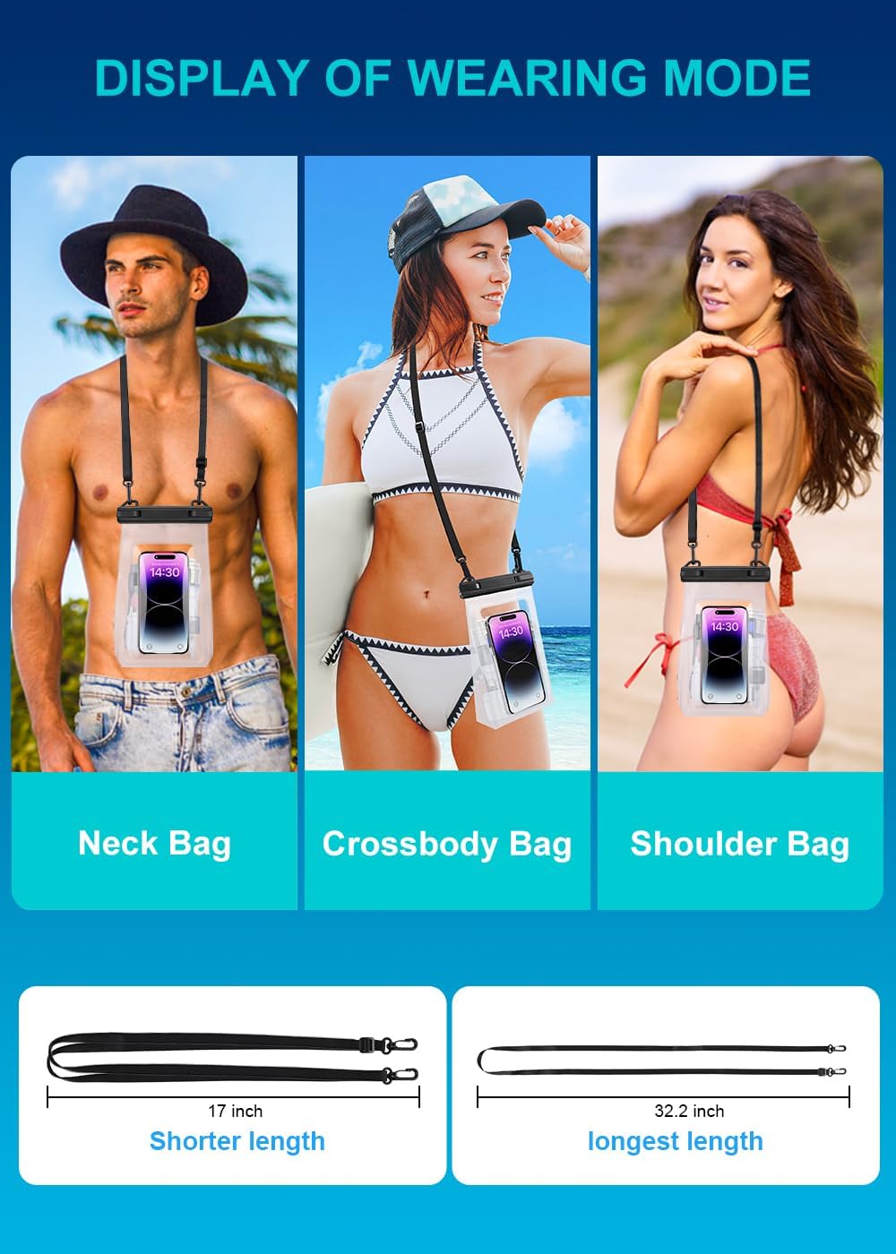 Large Waterproof Phone Pouch Floating, Universal Waterproof Phone Case for iPhone 14 Plus 13 Pro Max 12 11 Samsung S23 S22 up to 7.2'', IPX8 Water Proof Cell Phone Dry Bag for Beach Swimming