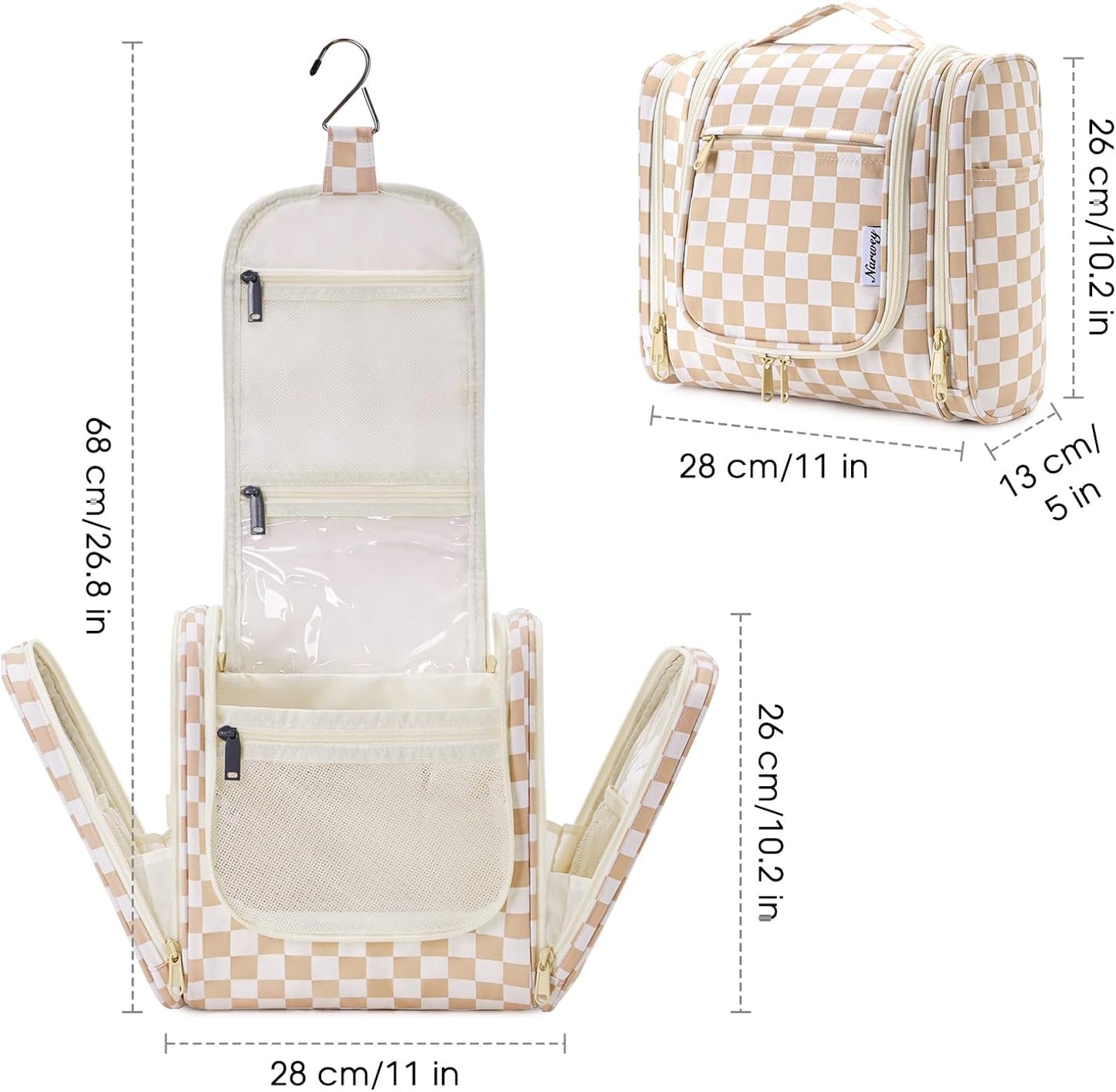Narwey Hanging Toiletry Bag for Women Travel Makeup Bag Organizer Toiletries Bag for Cosmetics Essentials Accessories