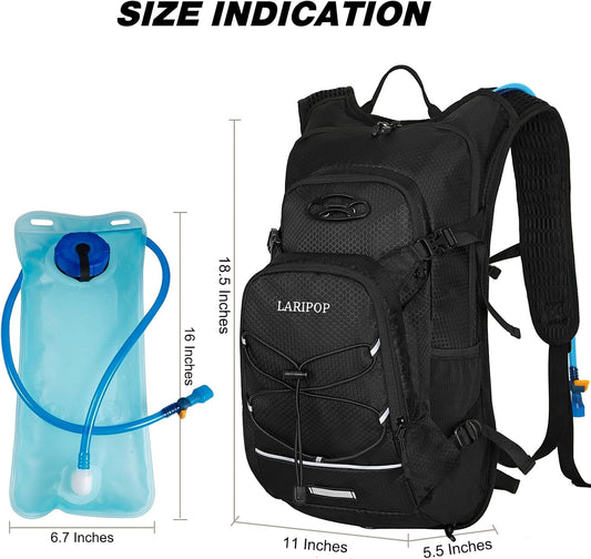 LARIPOP Hydration Backpack, 18L Hiking Backpack with 2L Water Bladder, Lightweight Water Pack for Cycling, Hiking, Biking