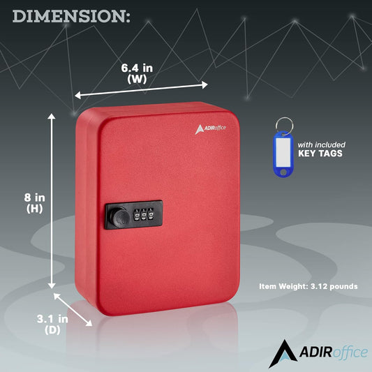 AdirOffice Steel Combination Lock Keys Cabinet Security Storage Box Organizer Holder Locked Key Box Wall Mount 30 Slots