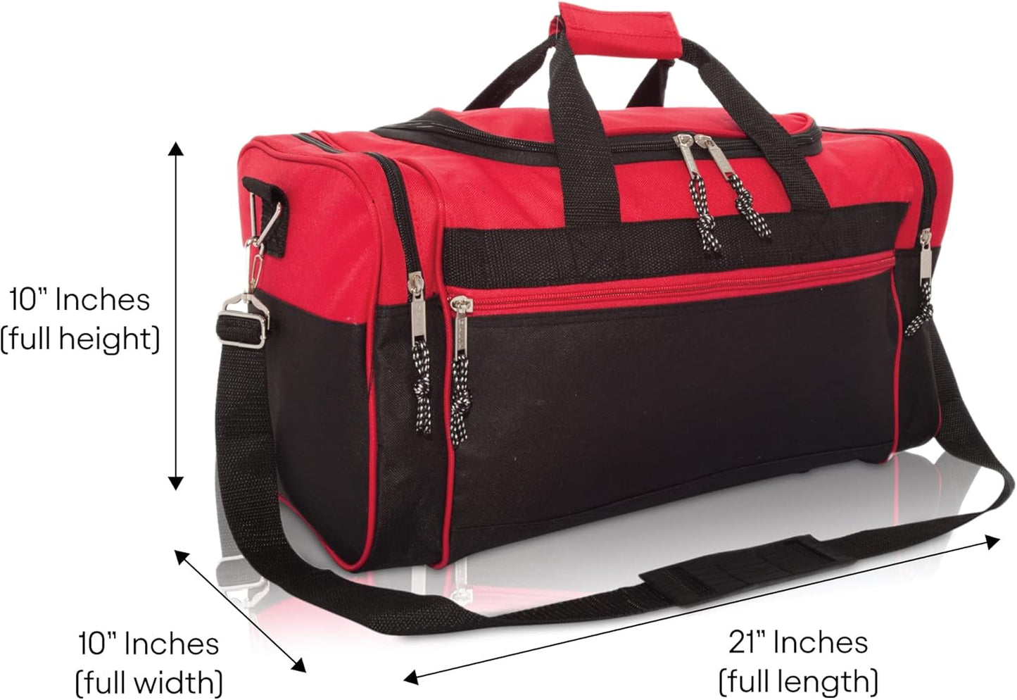 DALIX 21" Blank Sports Duffle Bag Gym Bag Travel Duffel with Adjustable Strap in Red