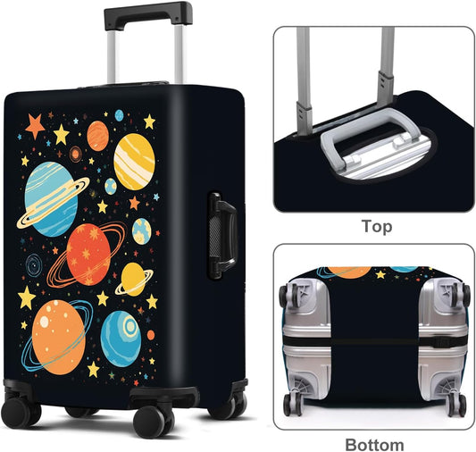 Planet Luggage Cover Washable Suitcase Protector Anti-Scratch,Stretchable Fit for 20-34Inch Luggage Durable Travel Bag Cover with Zipper Closure