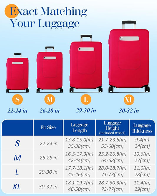Slohif Luggage Cover for Suitcase Tsa Approved Protector - Luggage Sleeve Suit Case Cover Travel Stretch Large Baggage Case Protective Washable Fit 29-30 Inch Wine Red
