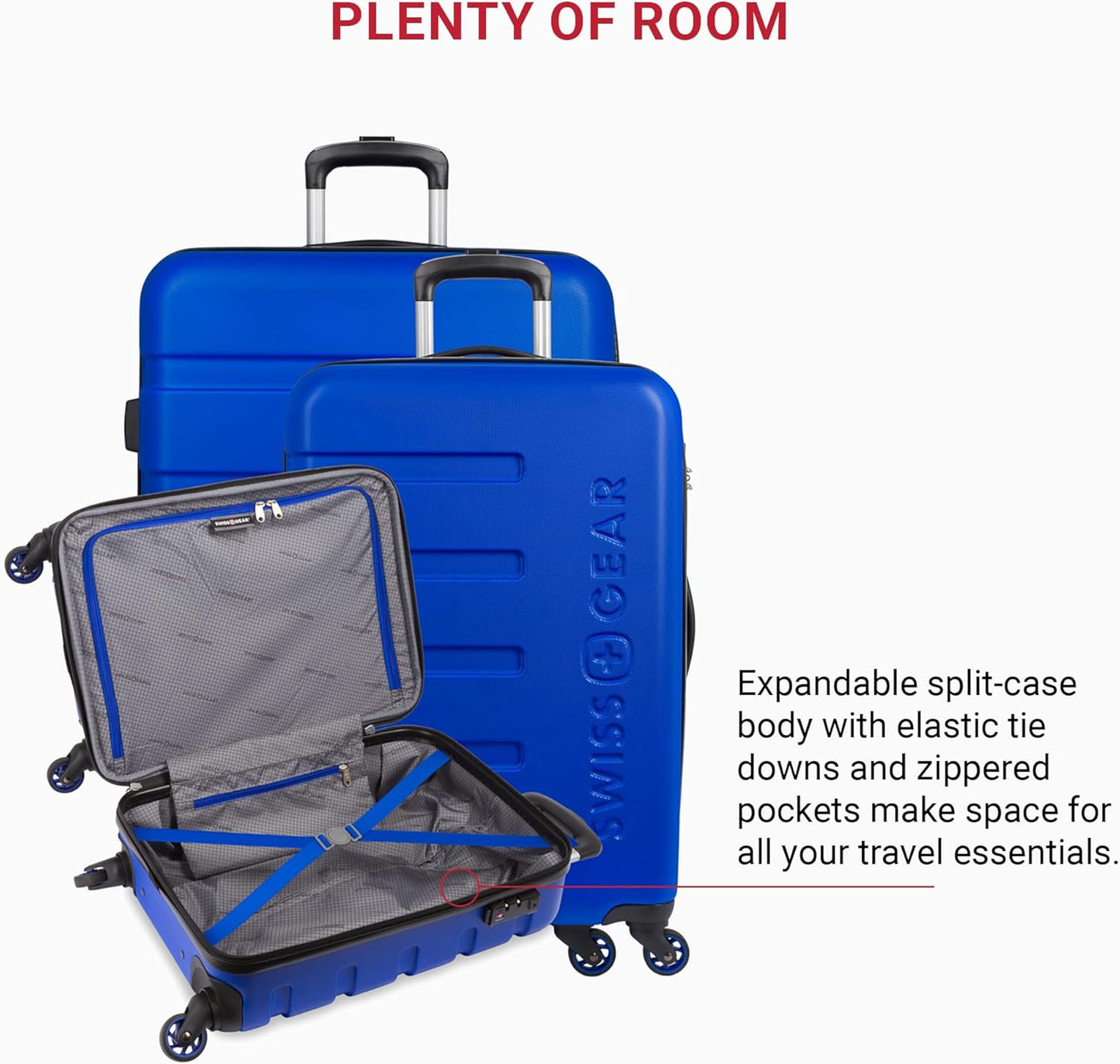 SwissGear 7366 Hardside Expandable Luggage with Spinner Wheels, Cobalt, 3-Piece Set (19/23/27)