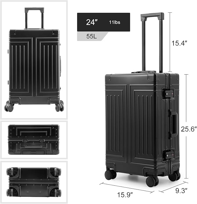 All Aluminum Magnesium Carry On Luggage,Cut from Whole Aluminum Sheet,22x14x9 - Image 5