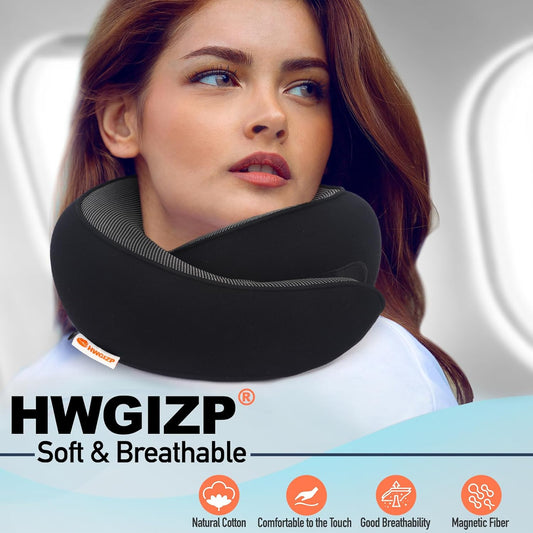 Travel Pillow | High-Density Memory Foam Pillow with 360° Surround Support. Ergonomically Designed. Ideal for Airplane Travel and Home Use.