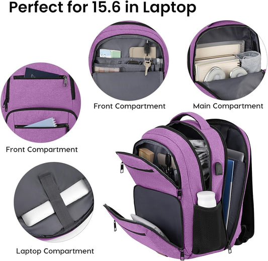 Backpack for Girls Women, School Backpack for Teen Boys, Lightweight Casual High School Bookbag, Daily-use Travel Laptop Backpack with USB Charging Port Fits 15.6 Inch Notebook