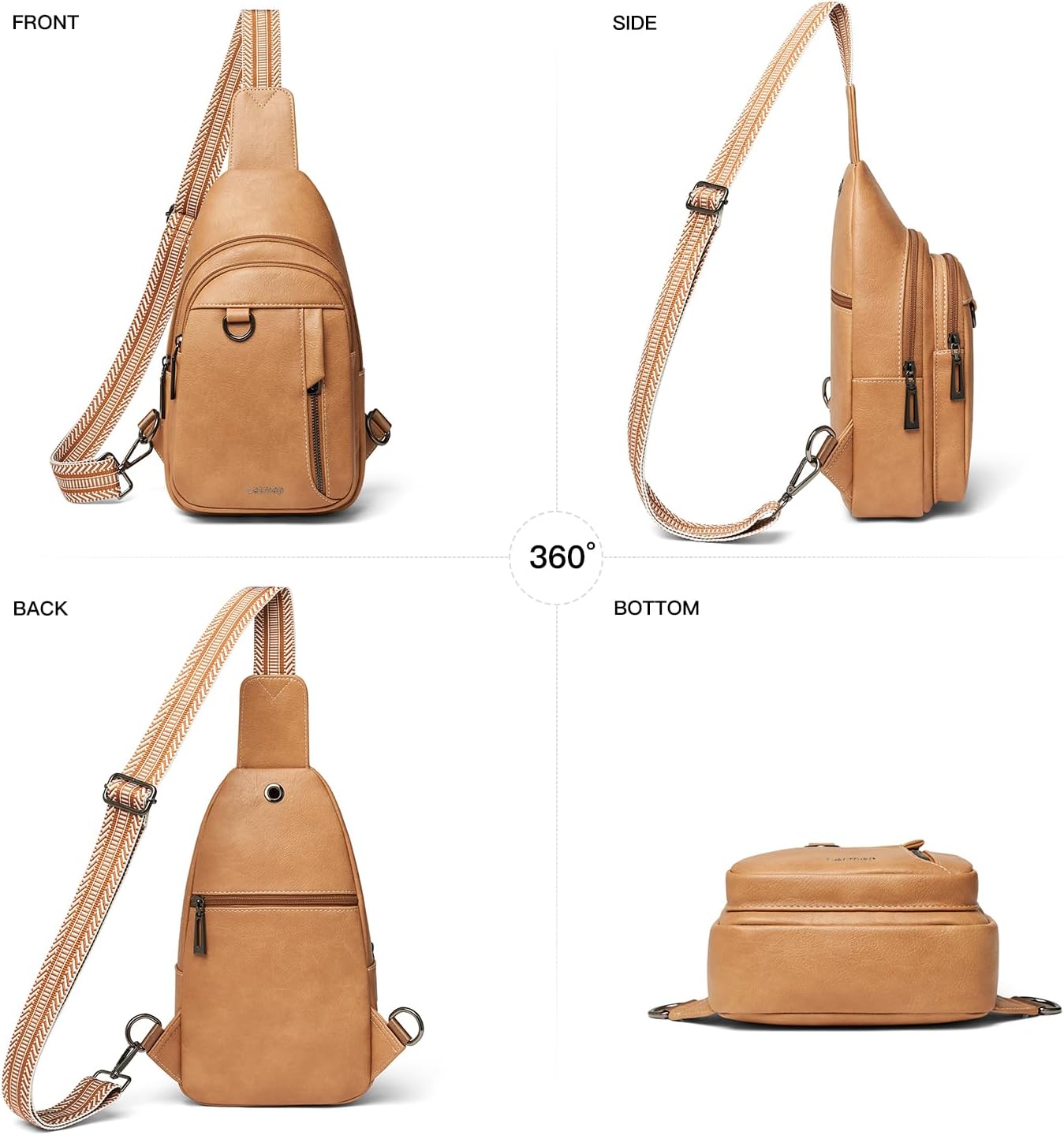 7L Sling Bag for Women Men Leather Small Sling Backpack Daypack Anti Theft Fanny Pack Crossbody Purse Travel