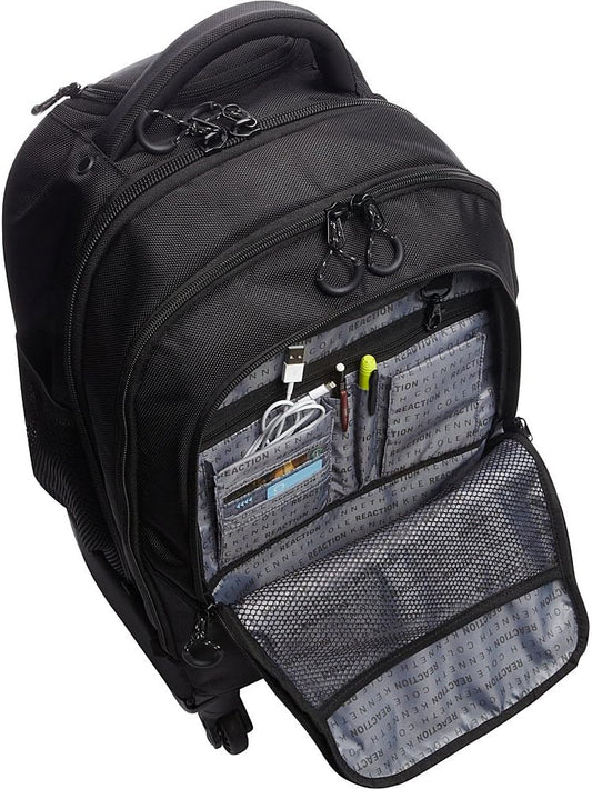 Kenneth Cole REACTION 17" Polyester Dual Compartment 4-Wheel Laptop Backpack, Black