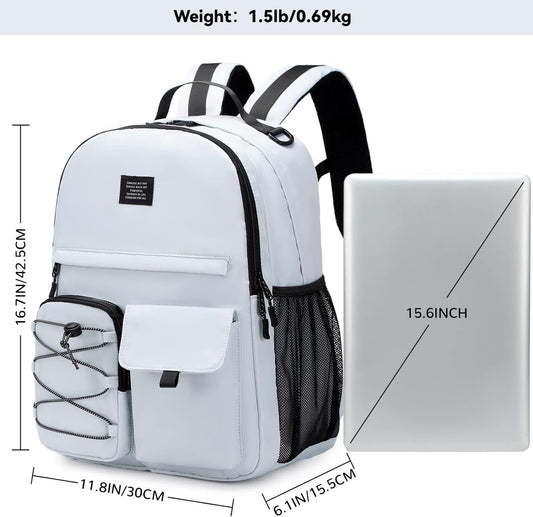 Lohol Casual Backpack for Teen Boys Girls, Water Resistant Daypack with Anti Theft Pocket for Travel School (Grey)