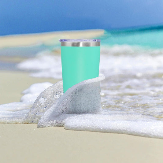 20 oz Tumbler Coffee Tavel Tumblers Bulk with Lid Stainless Steel Double Wall Vacuum Insulated Mug Powder Coated Cups fit Car Cupholder for Hot and Cold - Light Blue, 4Pack