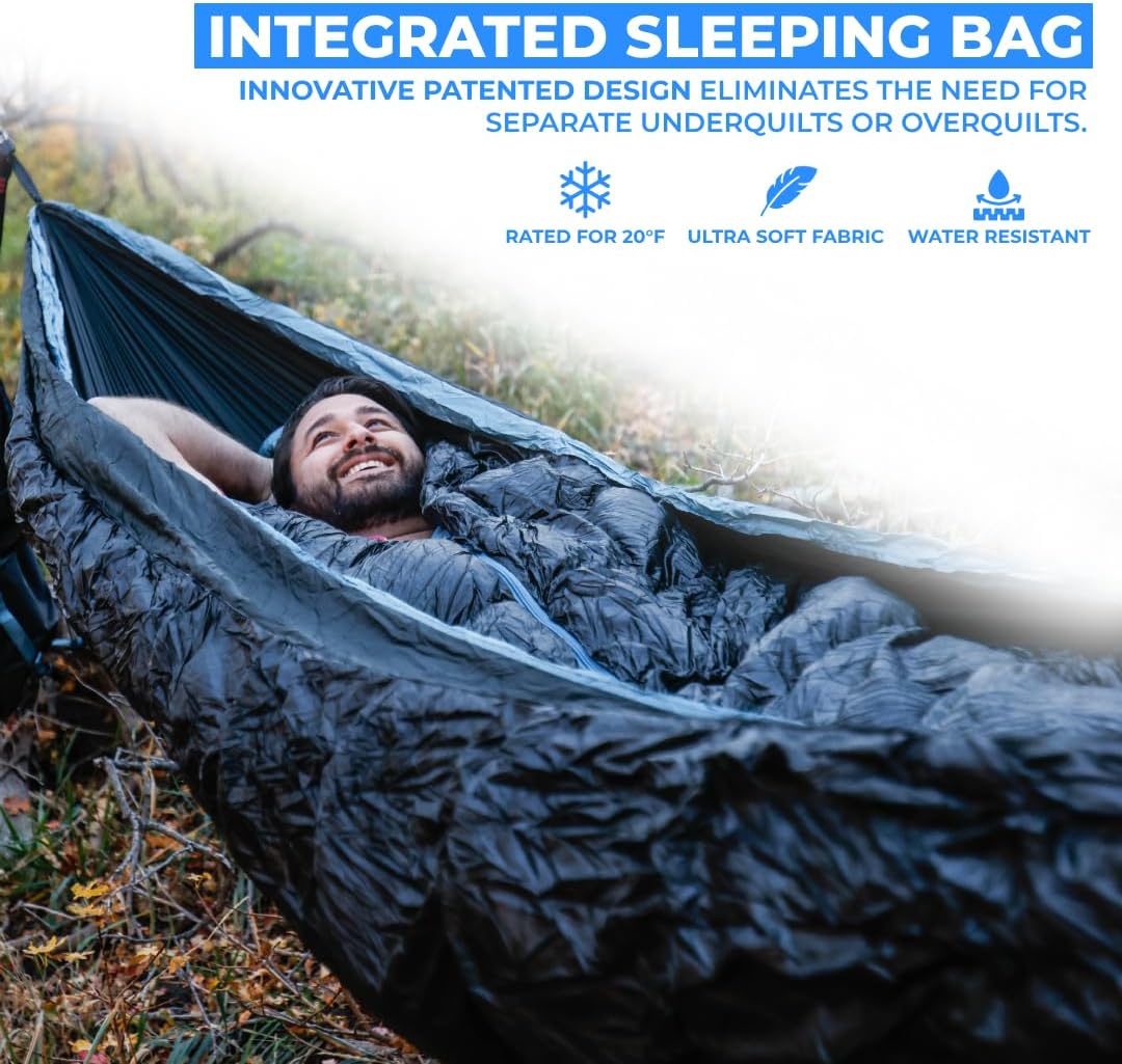 Grand Trunk Evolution 20 Down Hammock - 20°F Cold Weather Hammock with Integrated Sleeping Bag for Camping & Backpacking