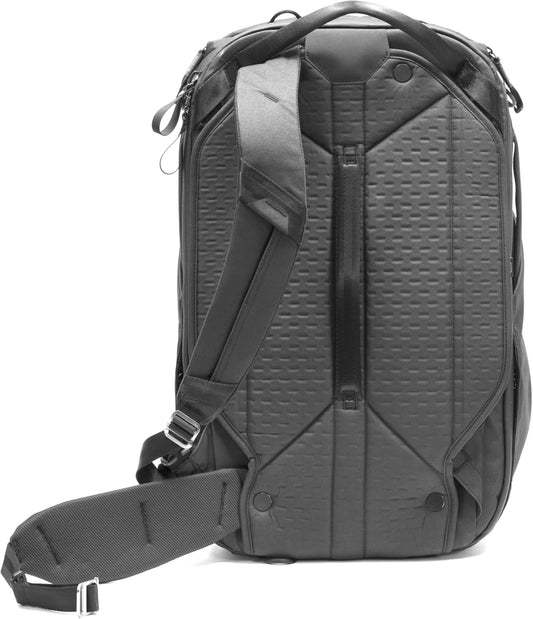 Peak Design Travel Backpack 45L, Black, Expandable 35-45L Design, Rear and Top Access, Weatherproof Shell, Laptop Sleeve, Ideal for Travel or Everyday Carry, Versatile Backpack for Men and Women
