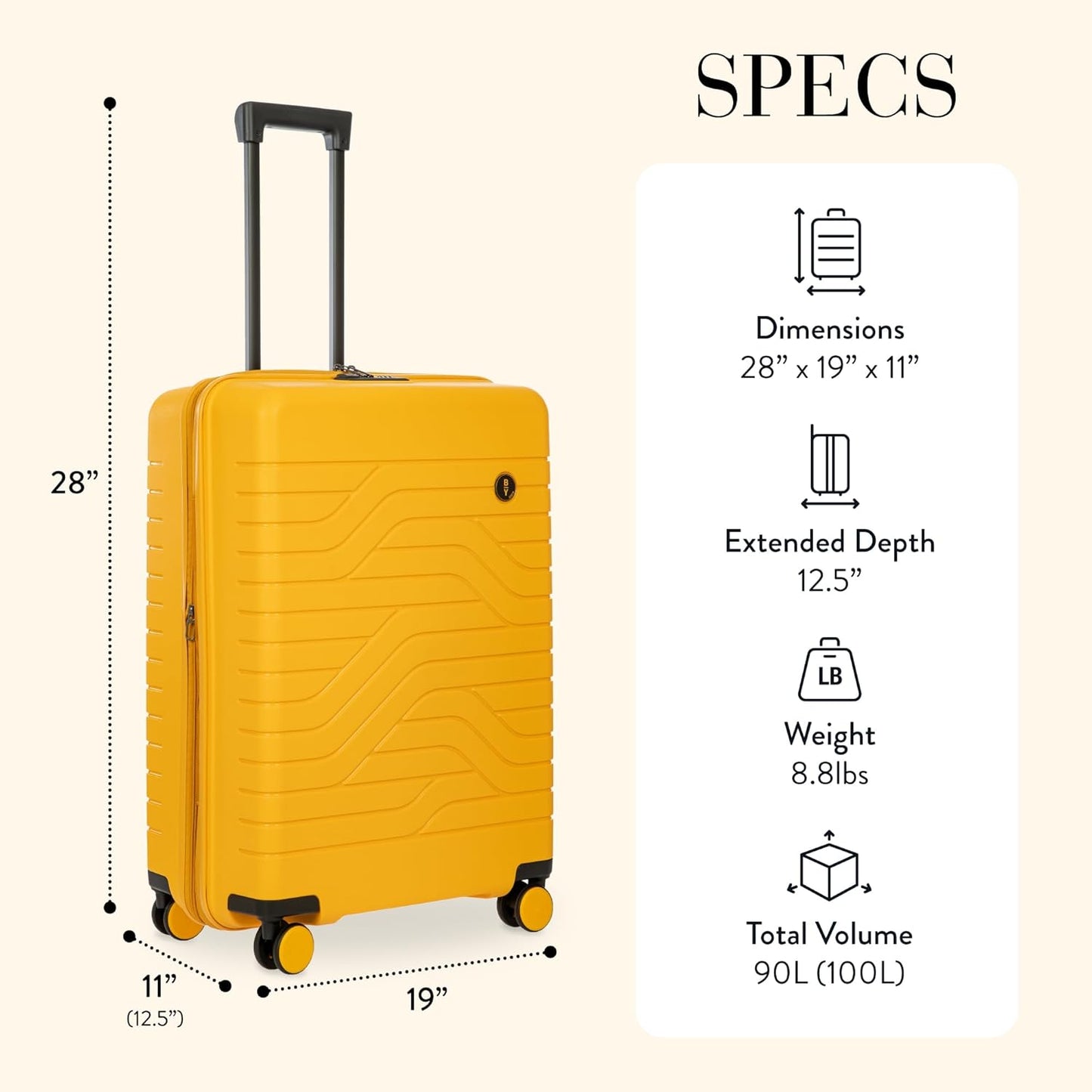 Bric's 28" Expandable Spinner Suitcase - Travel Luggage with TSA-Approved Lock and Hard Shell Exterior - B|Y Ulisse - Mango