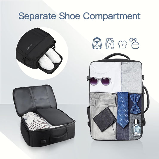 55L Carry On Backpack, Extra Large Travel Backpack for Men & Women, Expandable 60L Big Capacity Bag For Airplanes, Travel Gifts for Men Women, Fits 18.4 Inch Laptop, Luggage Suitcase Daypack, Black