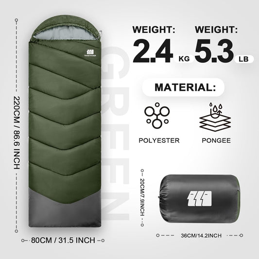 Sleeping Bags for Adults Cold Weather,Portable, Waterproof,Lightweight Sleeping Bag for Tall Girls Boys with Compression Sack for Warm Camping, Hiking, Outdoor & Indoor