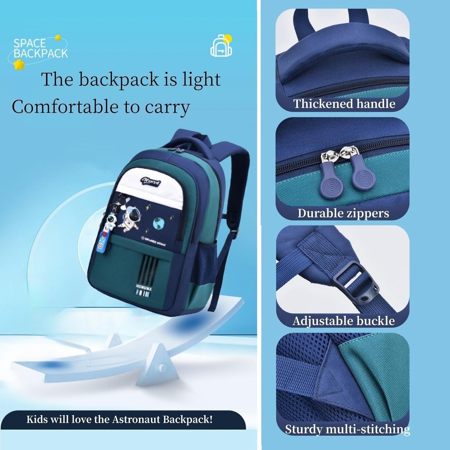 Astronaut-space Kids Backpack for Girls Elementary Middle School Backpack Book Bags for Girls Lightweight Back Pack Purple