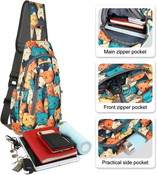 TITECOUGO Small Sling Bag, Lightweight Crossbody Backpack for Men Women, Shoulder Bag for Sports and Outdoor