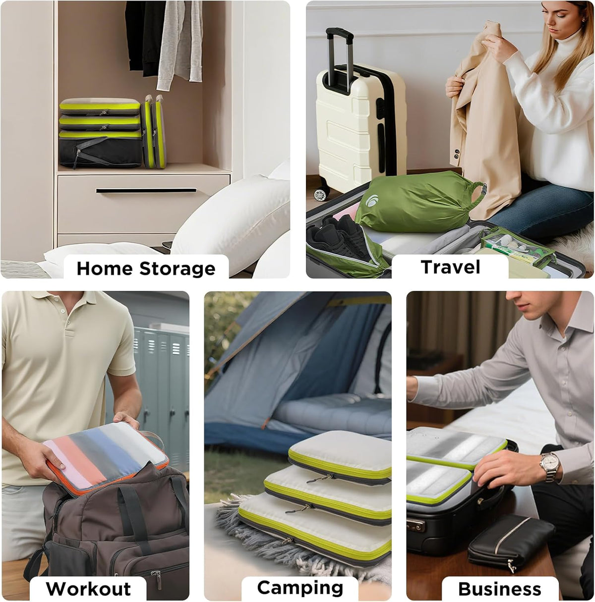 Cipway Compression Packing Cubes, See Through Mesh Luggage Organizer Bags, Travel Essentials for Carry on Suitcase with Laundry Bag and Clear Toiletries Bag(6Pcs,Black)