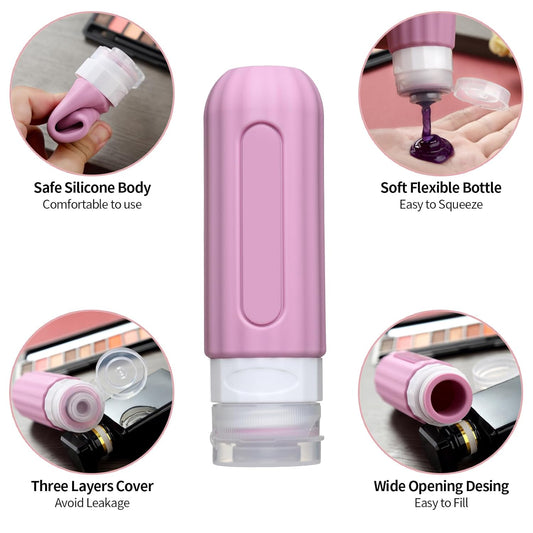 16 Pack Travel Bottles Set for Toiletries, Leakproof Travel Containers for Toiletries TSA Approved Silicone Travel Accessories Squeezable Refillable 3oz for Shampoo Conditioner Lotion