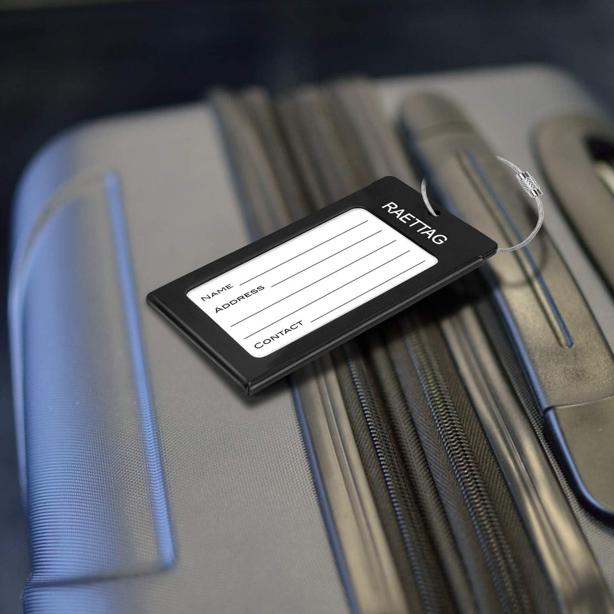 Luggage Tags Metal Suitcase Tags Travel Bag ID Identifier Luggage Tag (Black 2-Pack)