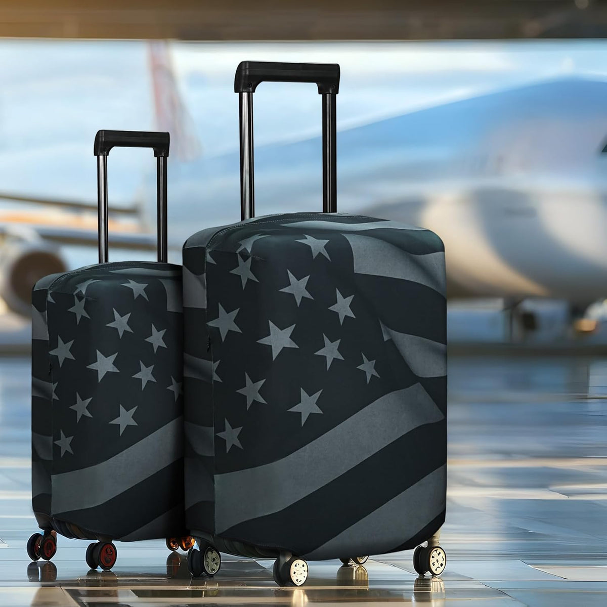 Explore Land Travel Luggage Cover Suitcase Protector Fits 18-22 Inch Case (Flag, S)