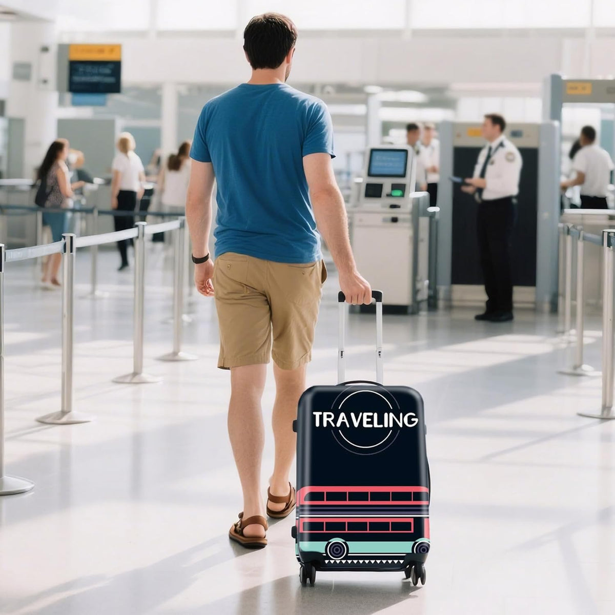 WUJIAONIAO Travel Luggage Cover Baggage Suitcase Cover Protector Skins 18-32 Inch (TRAVELING, M (for 22-24 inch luggage))