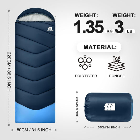Sleeping Bags for Adults Cold Weather,Portable, Waterproof,Lightweight Sleeping Bag for Tall Girls Boys with Compression Sack for Warm Camping, Hiking, Outdoor & Indoor