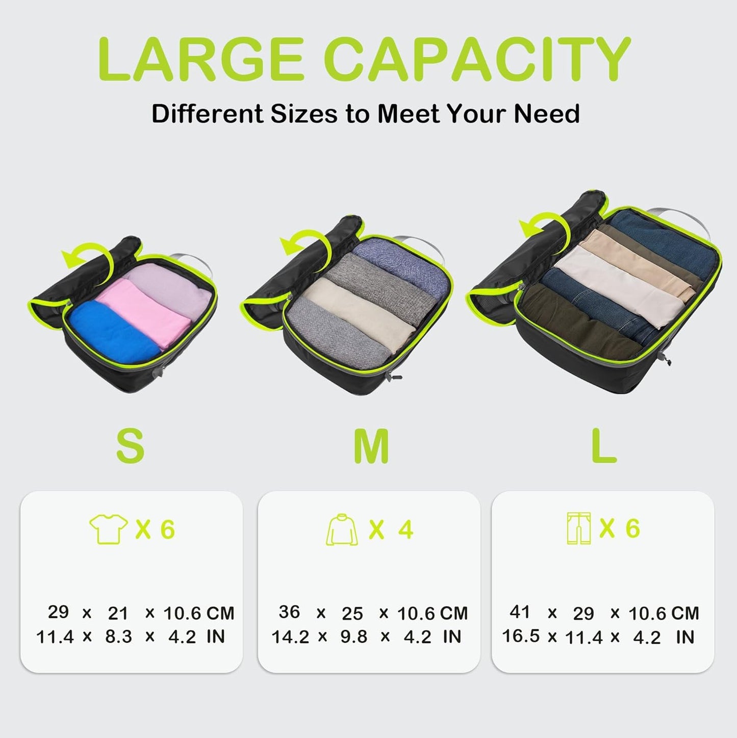 Cipway Compression Packing Cubes, Ultralight Luggage Organizer Bags, Travel Essentials for Carry on Suitcase (3 Piece,Black)