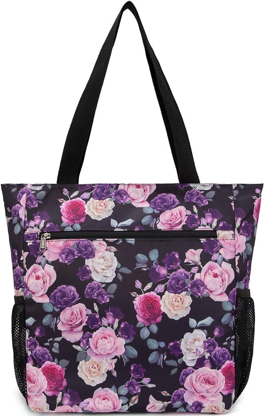 ETidy Large Capacity Foldable Tote Bag With Zipper Water-resistant SandproofWomen Beach Bag Handbag GymBag Travel ShoppingBag