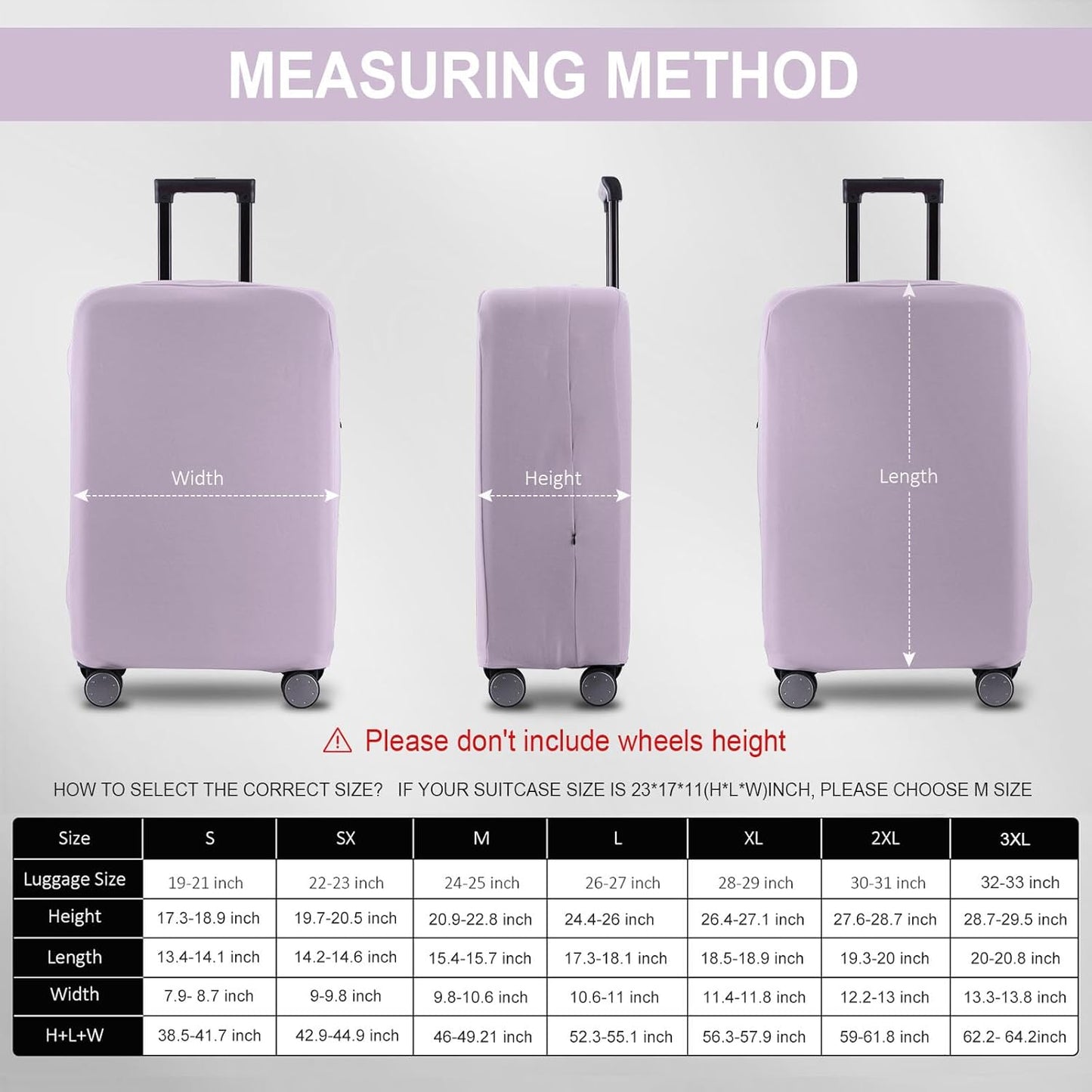 Travel Luggage Cover - Scratch-Resistant Fit 19-31 Inch Suitcase Protector, Lavender Purple (L, 26-27 inch)